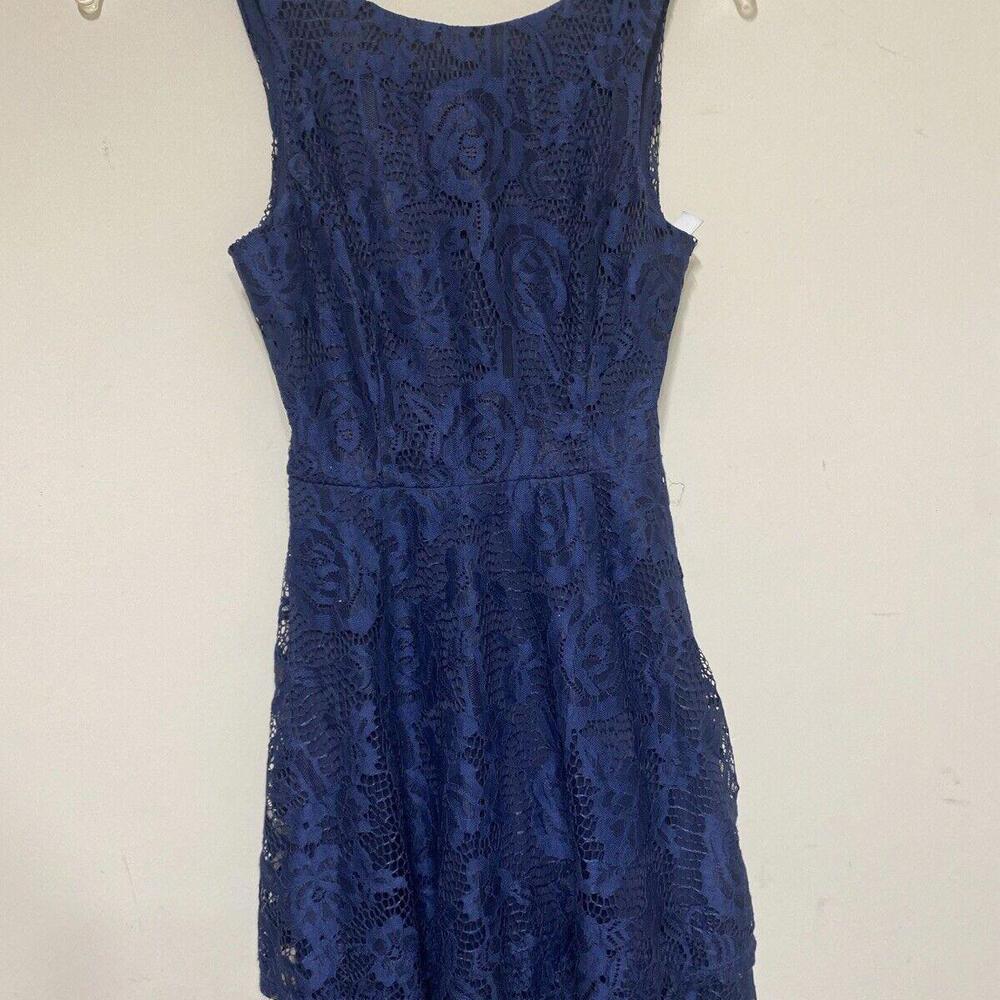 Speechless Dark Blue Floral Lace Sleeveless Mini Dress Women's Size Medium M